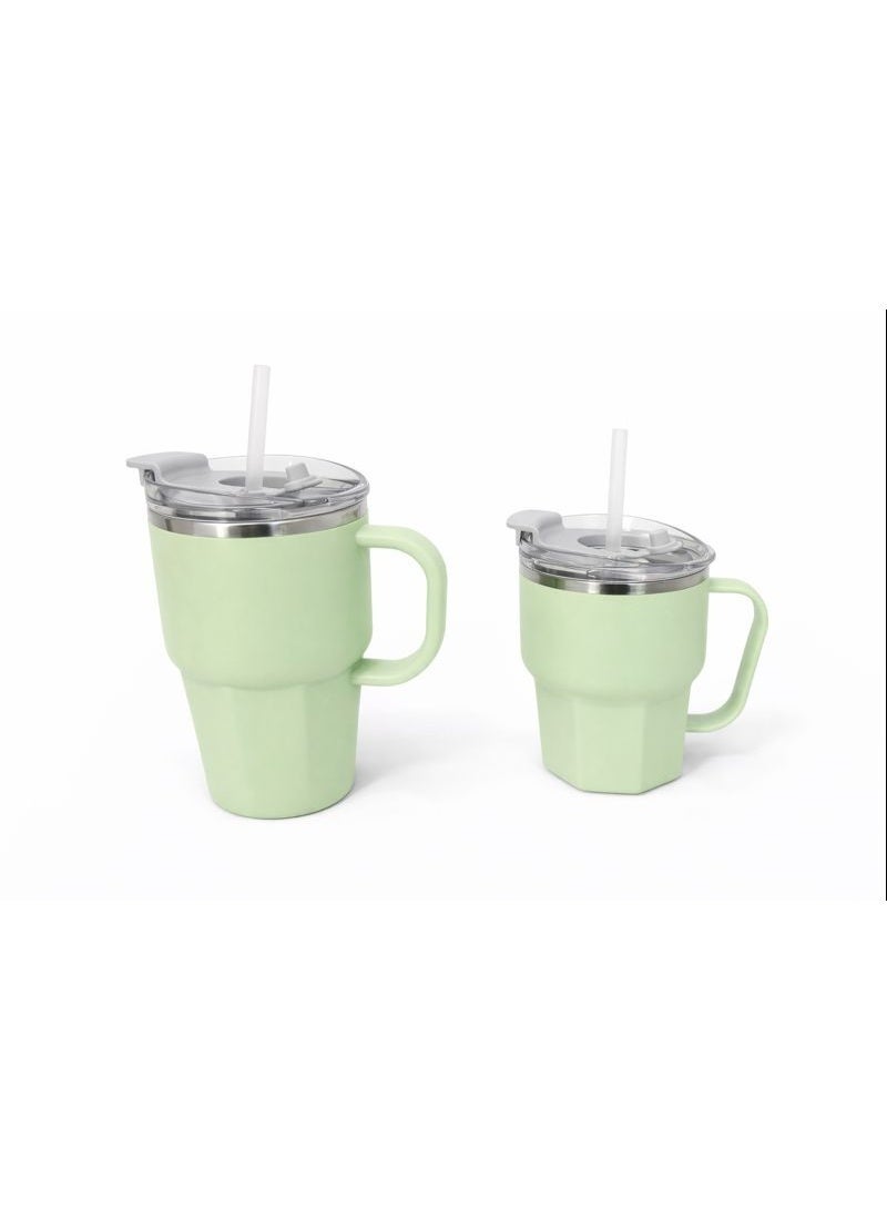 Set of 2 Rust-Resistant Insulated Stainless Steel Mugs (420ml + 560ml) with Airtight Lid & Handle – Keeps Drinks Hot & Cold - Image 4